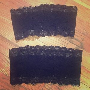 2 pairs Black & nude lace Bandelettes size D